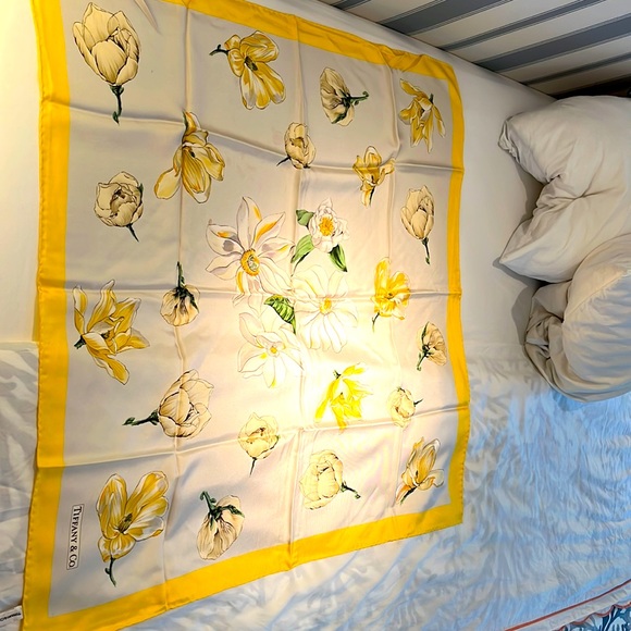 Tiffany & Co. Accessories - Tiffany yellow floral silk scarf